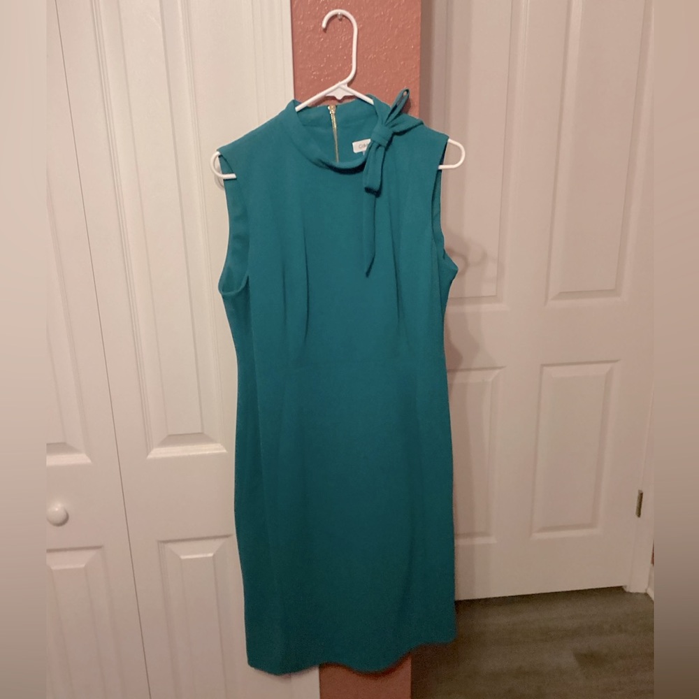 Calvin Klein Turquoise Bow Sheath Dress. Size 14. Brand new with Tags